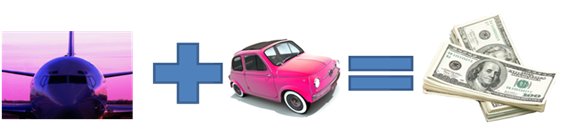 a pink car with blue squares
