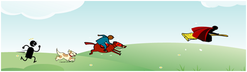 a cartoon of a man riding a horse
