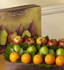 a box of fruit on a table