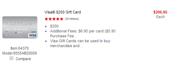 Visa $200 Gift Card (plus $6.95 Purchase Fee)