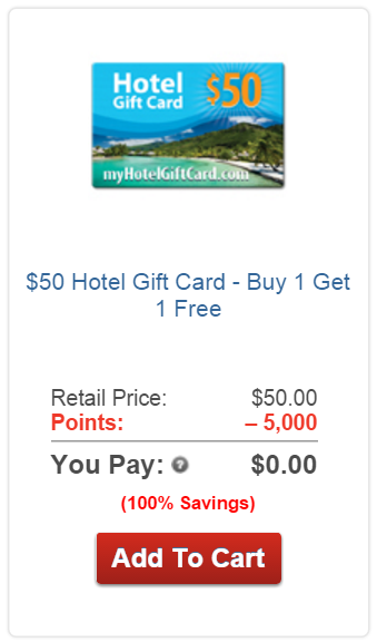 AARP Rewards for Good Redeem gift card hotel
