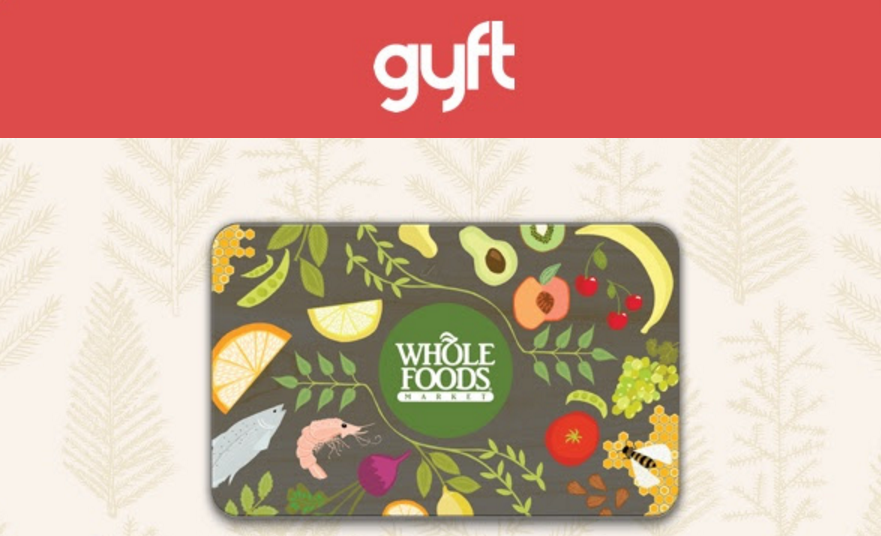 a gift card with fruits and vegetables on it