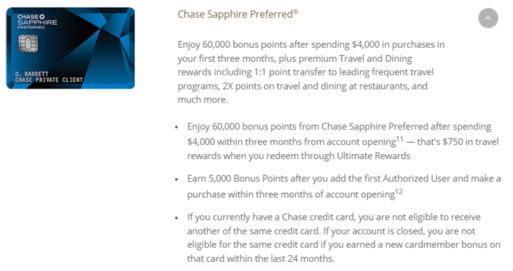 Chase Sapphire Preferred 65K Offer