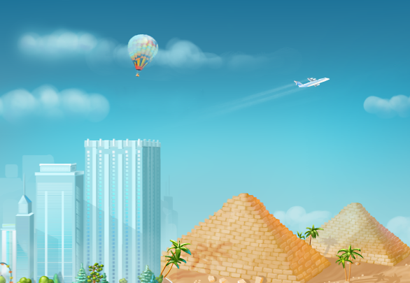 a hot air balloon flying over a desert landscape