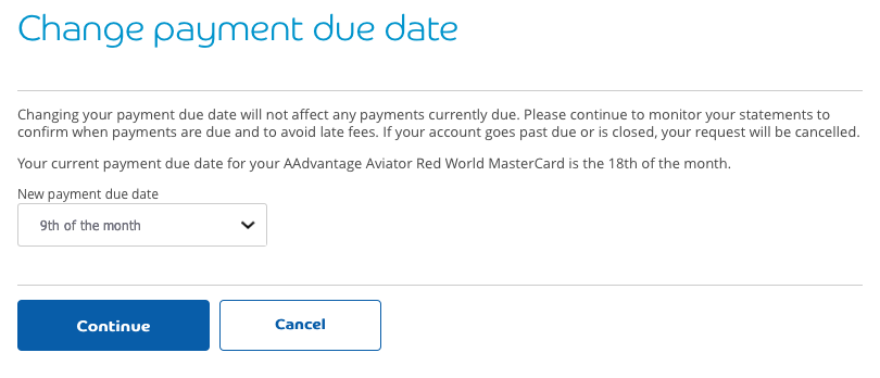 credit card due dates