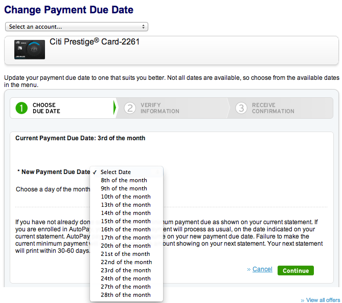 credit card due dates