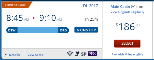 DTW to ORD price in dollars