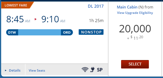 DTW to ORD price in miles