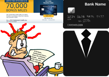 a credit card and a cartoon character