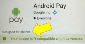 Android Pay Designed for Phones with arrow