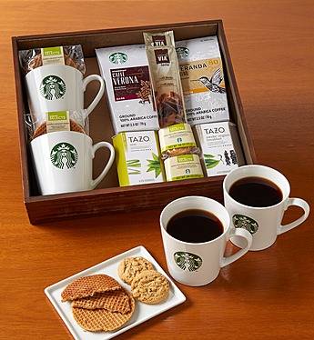 a box of coffee and cookies