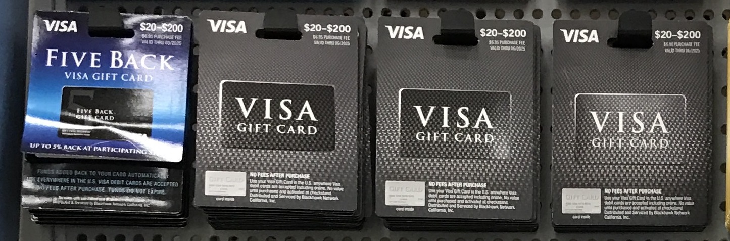 a pair of black gift cards
