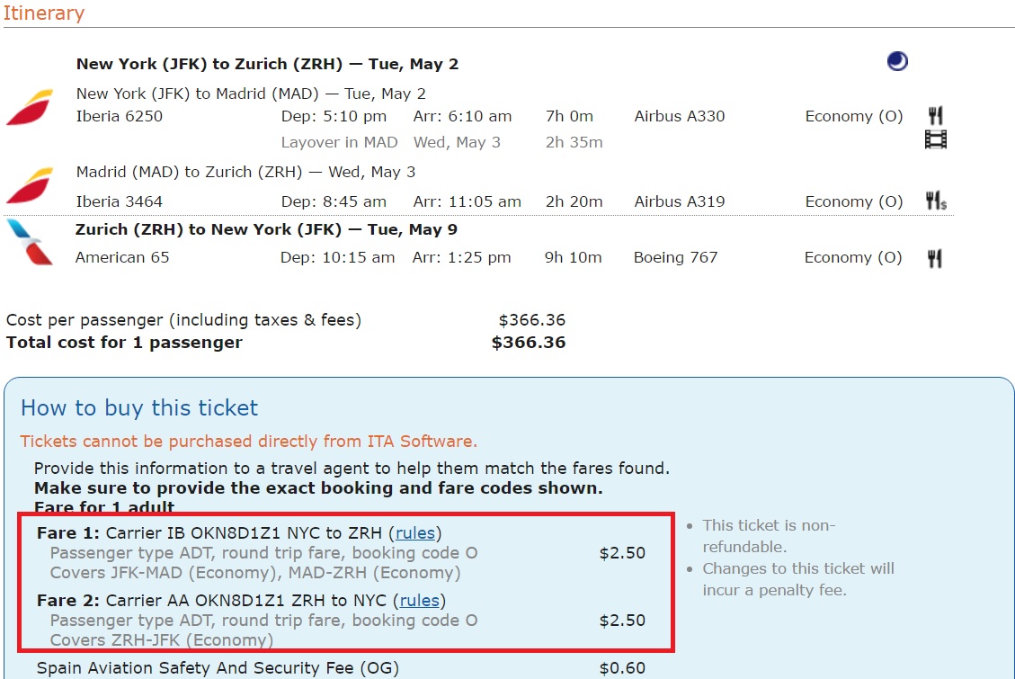 New York to Europe Base Fare $2.50