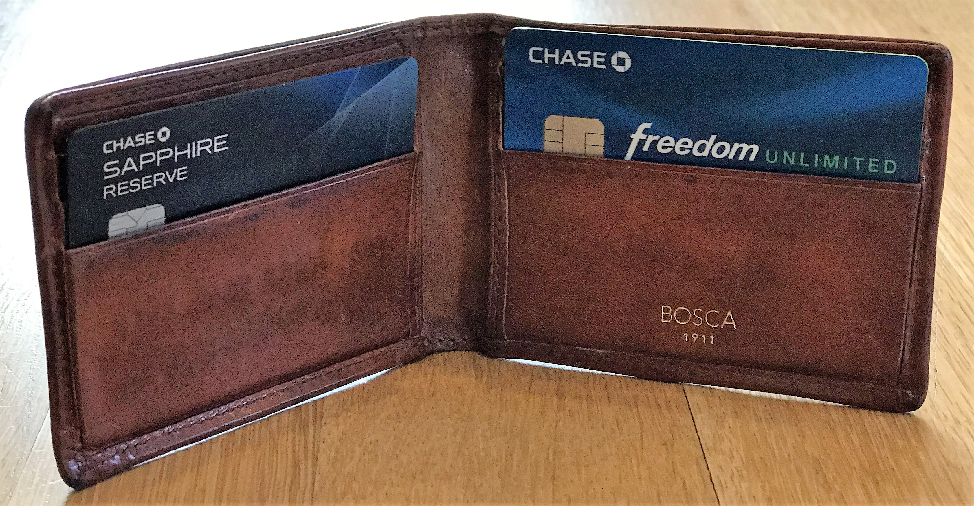 a wallet with a credit card inside