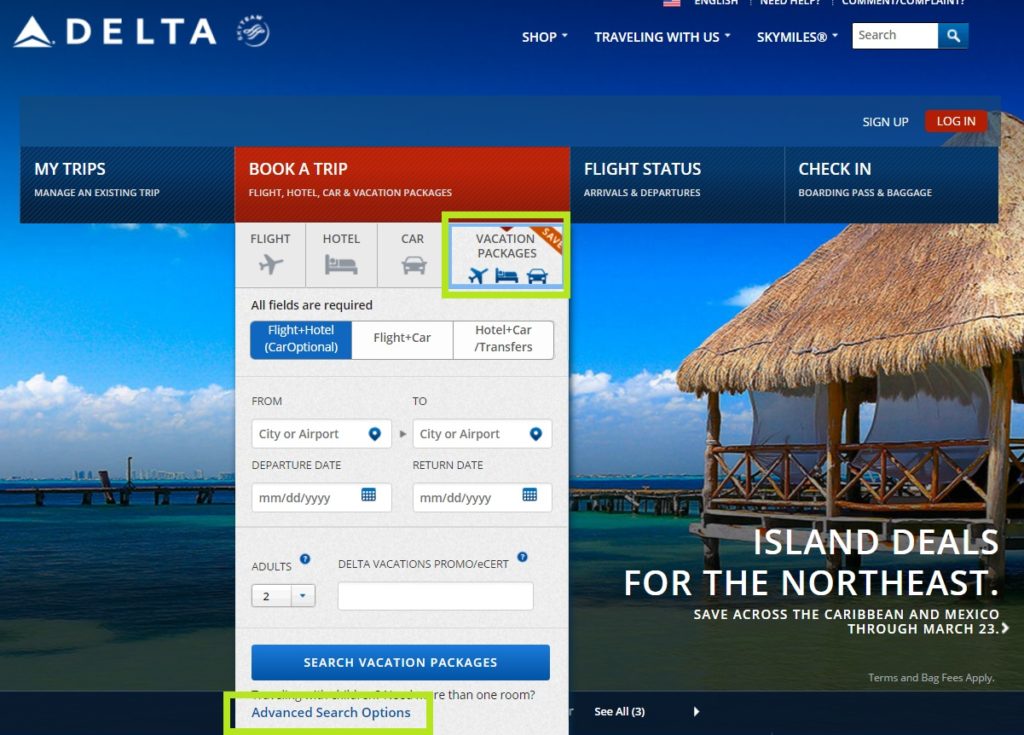 Delta home page