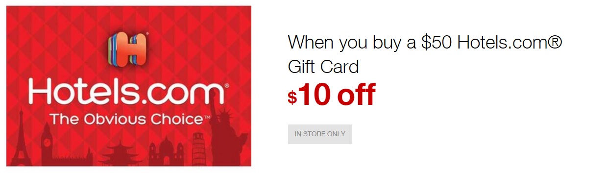 a red gift card with a statue of liberty