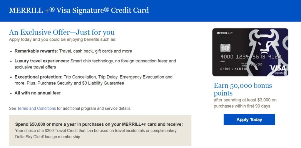 Merrill+ Visa Signature 50k