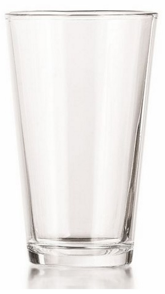 a clear glass with a black cap