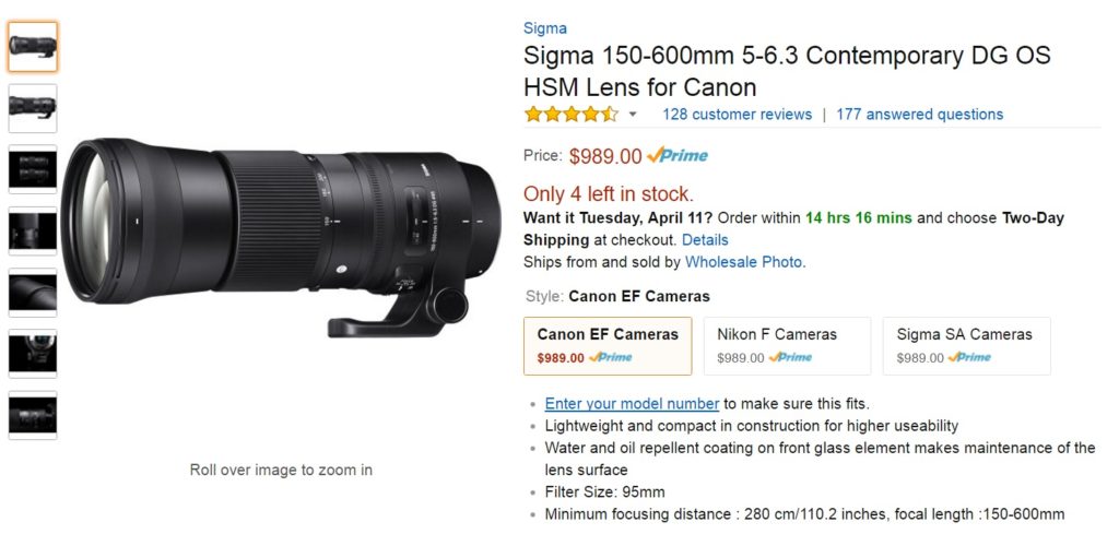 Amazon Sigma 150-600mm