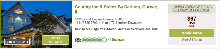 Club Carlson Country Inn and Suites Sunday and Monday 67 Dollar Rate