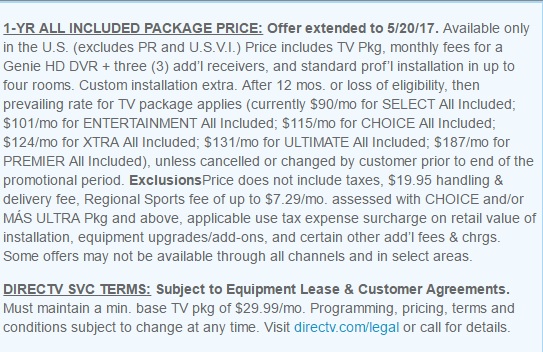 DirecTV package terms
