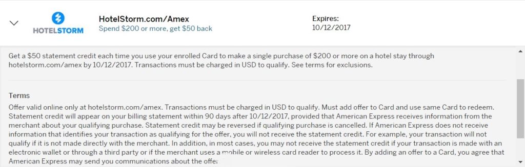 HotelStorm Amex Offer New
