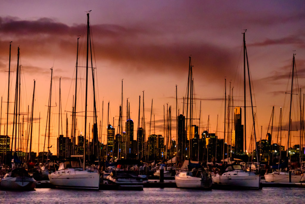 Melbourne Skyline at Dusk as Seen From St. Kilda Pier