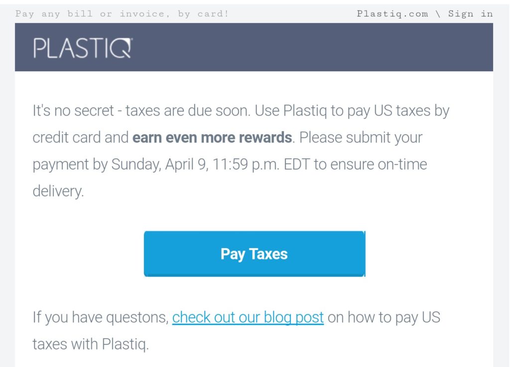 Plastiq taxes