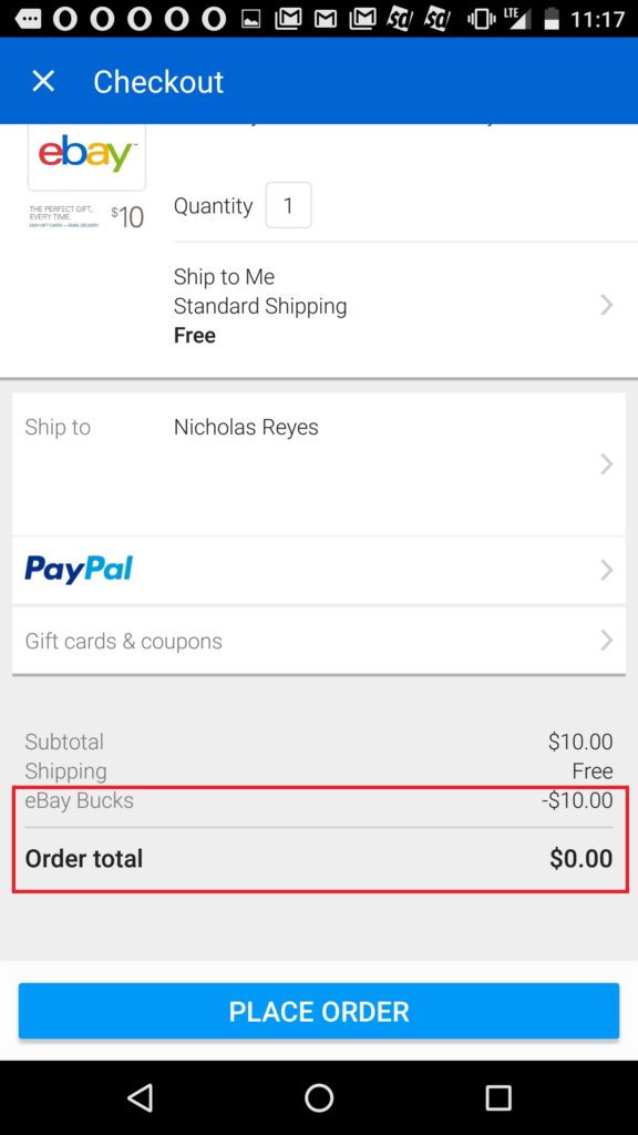 ebay bucks as payment method