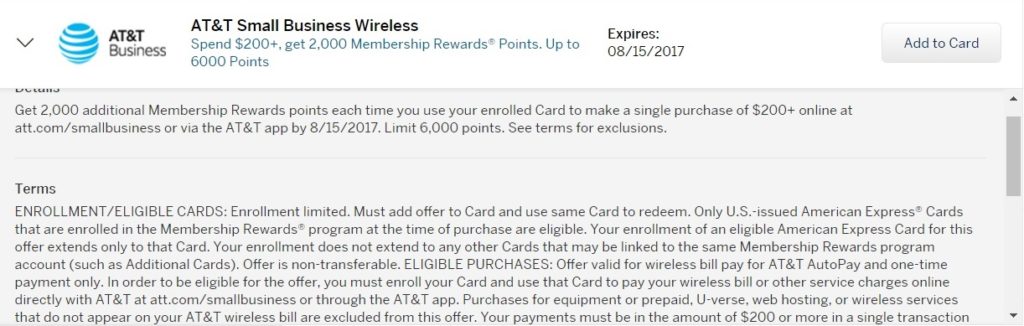 Amex offer AT&T