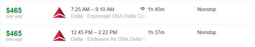 Delta GSO to DTW Last Minute Prices