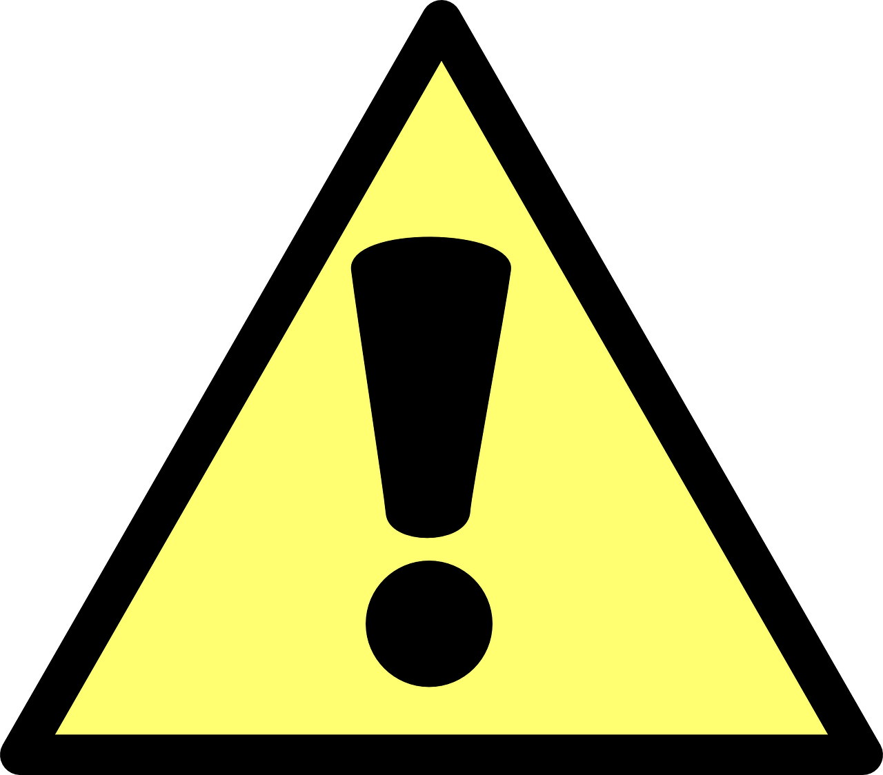 a yellow triangle with a black exclamation mark
