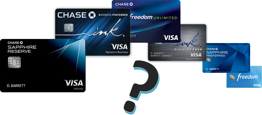 a group of credit cards with a question mark