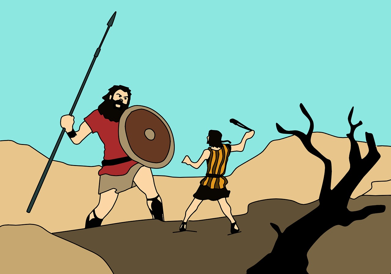 a cartoon of a man and a woman fighting