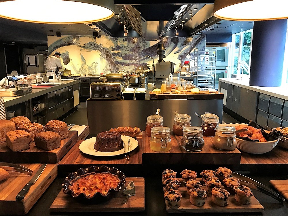 a kitchen with food on the counter