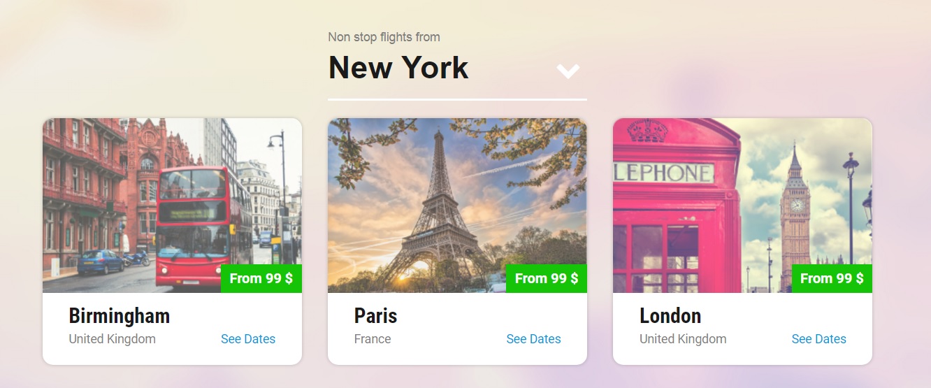 a screenshot of a travel app