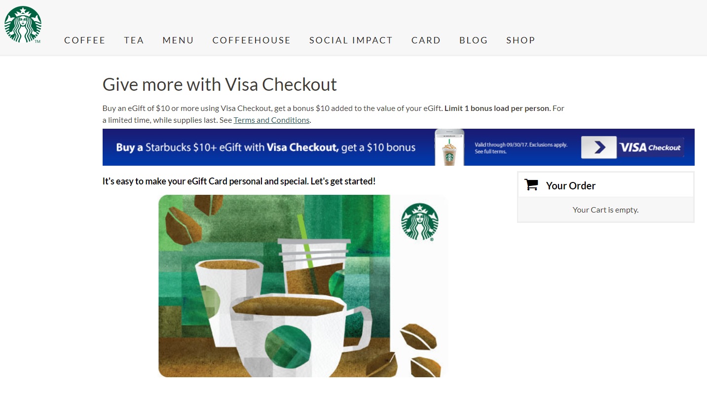 a screenshot of a starbucks credit card