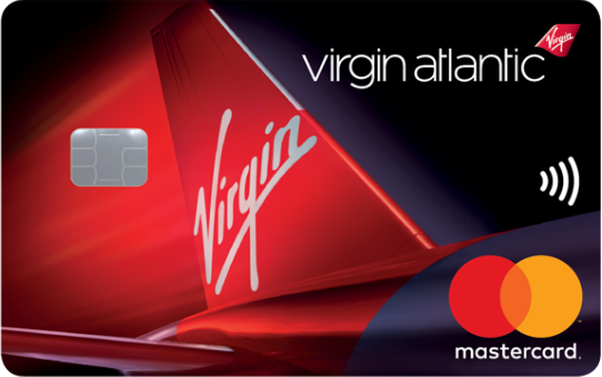 a credit card with a red tail fin and a red circle