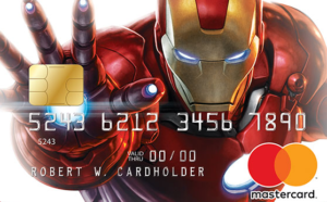 a credit card with a superhero