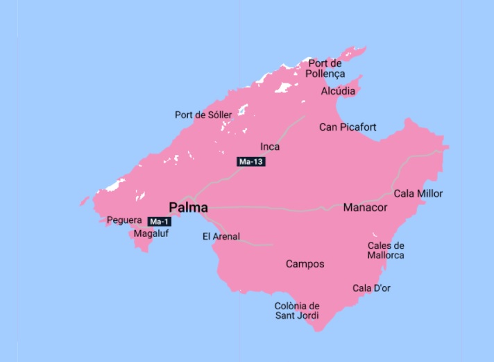 a map of the island of palma