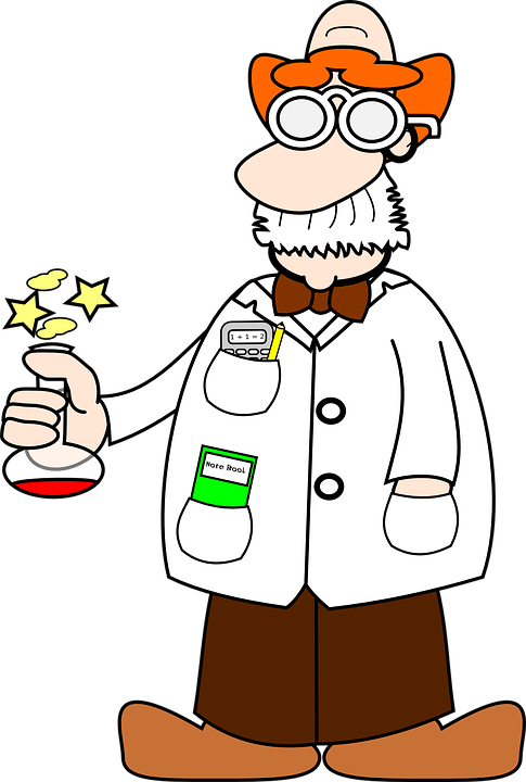 a cartoon of a man in a lab coat