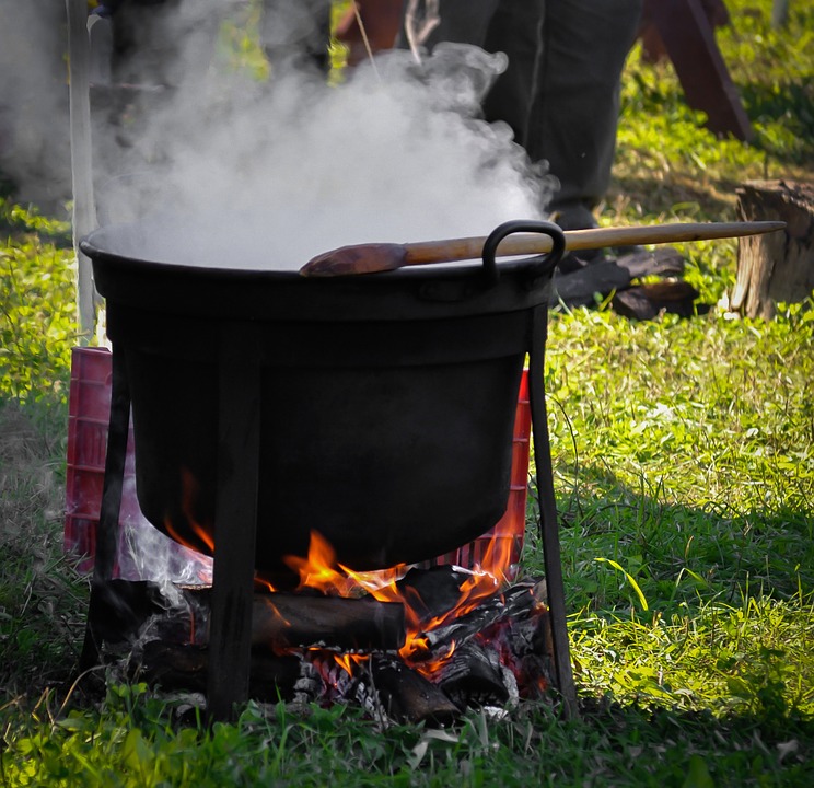 a cauldron on a fire