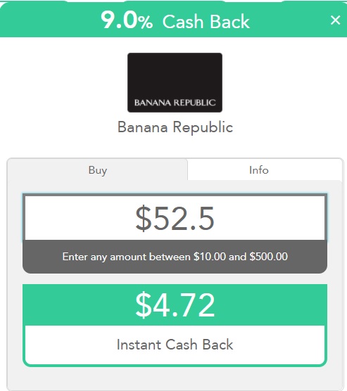 a screenshot of a cash back