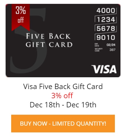 visa gift card five back