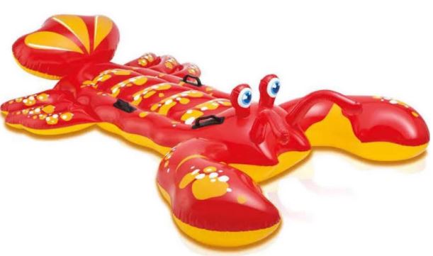 a red and yellow inflatable lobster