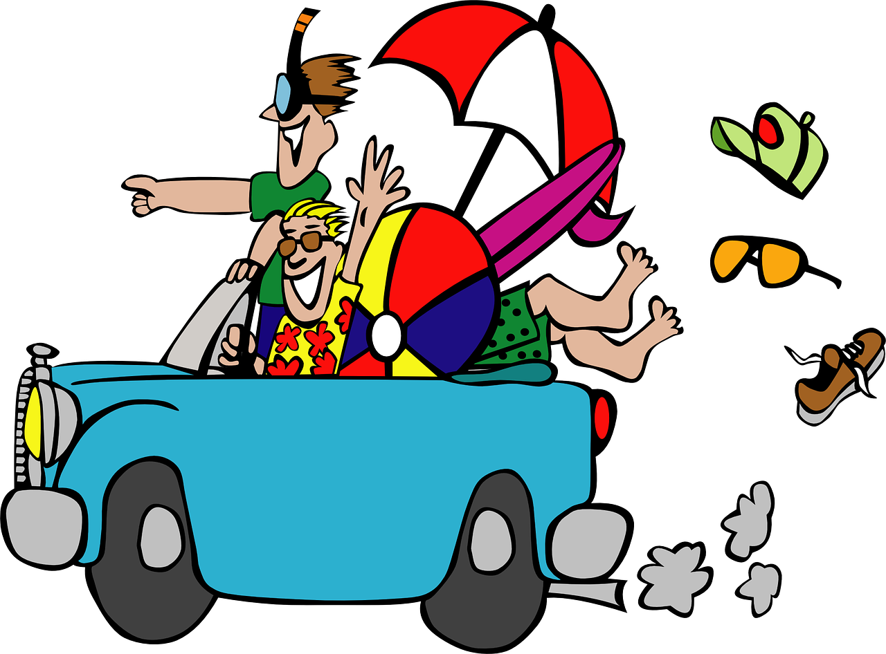 a cartoon of two men in a car