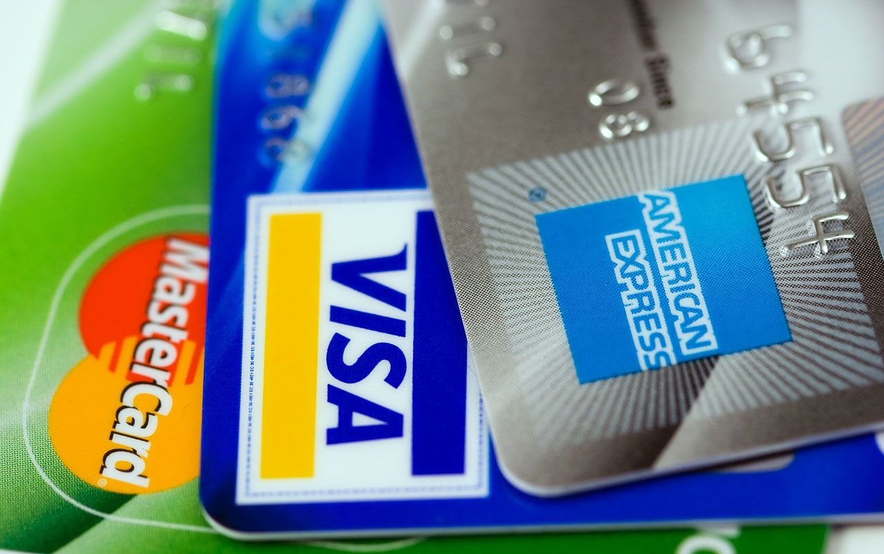 close-up of credit cards