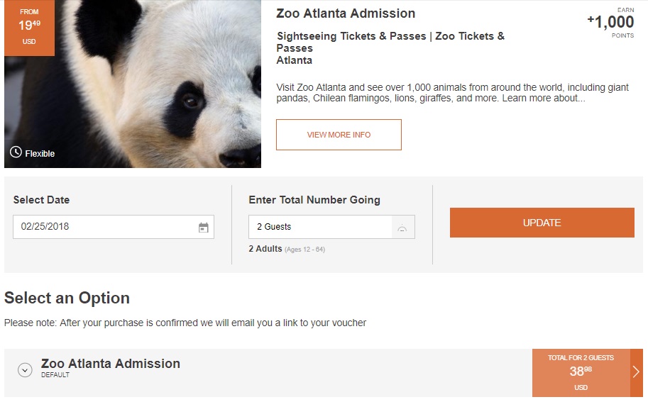 IHG Viator Zoo Atlanta $38.98 + 1,000 IHG Rewards Club Points