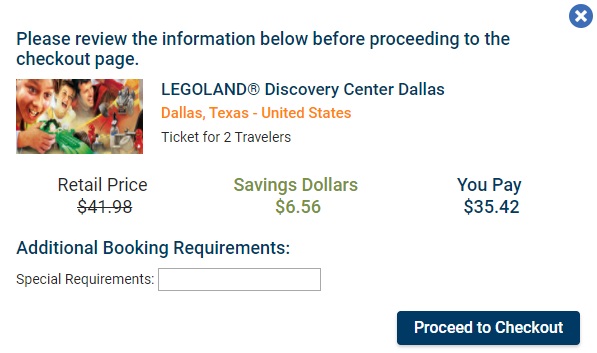 Legoland Dallas Travel Savings Card