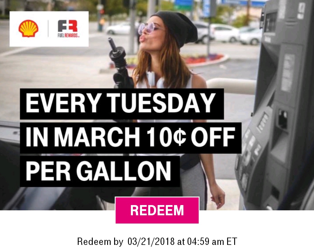 T-Mobile Tuesdays Shell 10c Off